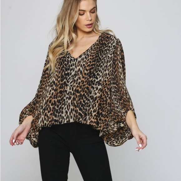 GANNI Leopard Pleated Top - Picture 3 of 6